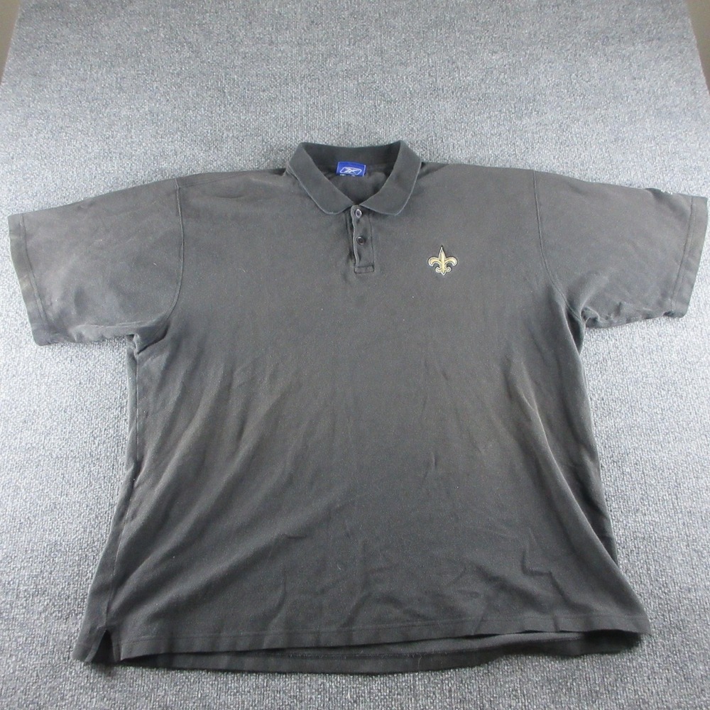 New Orleans Saints Shirt Mens 2XL Black NFL Football Reebok Polo Short Sleeve
